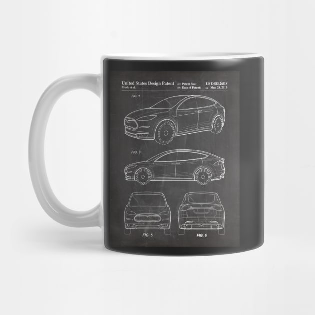 Tesla Model S Patent - Tesla Art - Black Chalkboard by patentpress